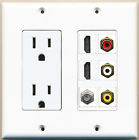 1-coax 3-rca Plate Power 2-15amp Composite Hd Tv 2-hdmi Video Wall Outlet Cable