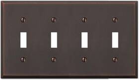 By8v3 Amerelle 4 Toggle Cast Metal Wallplate In Aged Bronze Manhattan Switch Inch Used