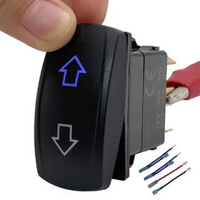 Bacautoparts 790832573772 12v 20a Blue Backlit Dc Motor Reverse Polarity Momentary Rocker Switch 6p On