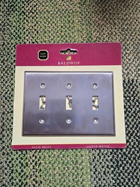 4770-150 Baldwin Hardware Solid Satin Brass Triple Switch Plate Cover 3 Toggle