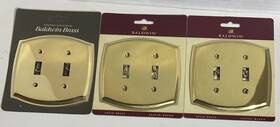 Baldwin Hardware 723079011882 Lot Of 3 Colonial Style Double Toggle Switch Plates Solid Brass New