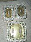 Bf141 3 White Switch Brass Light Vintage Antique Cover Shabby Plate Metal Chic