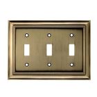 0140266 Brass Roth Metal Toggle Allen Antique Wall Standard Plate- 3-gang