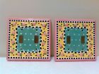2-michel Double Stripes Dot Floral Pink Polk Ceramic Switchplate Company