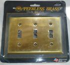 30003-030 Dull Model Plate Switch Peerless Bevel Sq. Brwn 3-toggle Brass