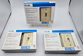Eaton 2134v-10-lw Standard Size Gang Toggle Wallplates-1 Pack Of 10-lot 3 Packs-complete