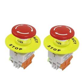 Jmaf 43237-2 2pcs 22mm Mounting Hole Latching Emergency Stop Push Red Yellow 1no 1nc-2pcs