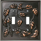 85ttvb Leaf Wallcover Bronze Amerelle Double Plate Toggle Aged Wallplate Switch