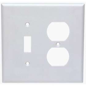 0pj18-00w Leviton Toggle And Duplex Receptacle Mid Size Wallplate