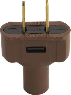 48643-000 Leviton Straight Blade Plug 125 Volt Vinyl Brown