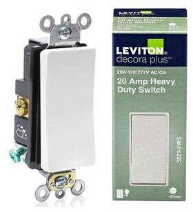 A5621-02w Leviton A5621-2w 20a Am Treated 277v 3w Decora Rocker Switch White