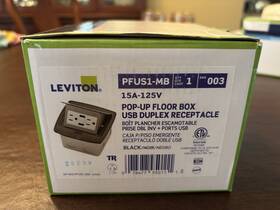 Leviton Pfus1-mb Pop-up Floor Box Dual Type A Usb 15a-125v Outlet Blk