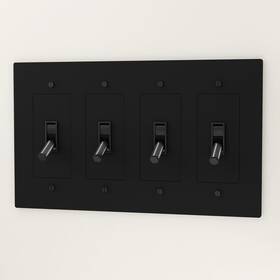 C-vtg-bk-4-t-t-t-t Residence Supply Retro Industrial Light Switch - Brass Toggle Lever Night Black 4 Gang