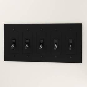 C-vtg-bk-5-t-t-t-t-t Residence Supply Retro Industrial Light Switch - Brass Toggle Lever Night Black 5 Gang