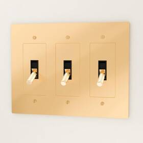 C-vtg-sb-3-t-t-t Residence Supply Retro Industrial Light Switch - Antique Style Toggle Lever Brass 3 Gang