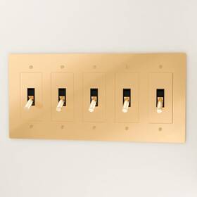 C-vtg-sb-5-t-t-t-t-t Residence Supply Retro Industrial Light Switch - Antique Style Toggle Lever Brass 5 Gang