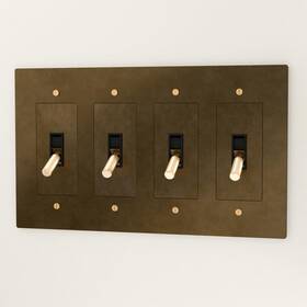 C-vtg-vb-4-t-t-t-t Residence Supply Retro Industrial Light Switch - Brass Toggle Lever Vintage With Patina