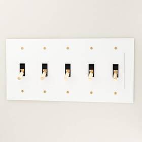 C-vtg-wh-5-t-t-t-t-t Residence Supply Retro Industrial Light Switch - Brass Toggle Lever White With 5 Gang