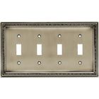 64774 Switch Satin Quad Brainerd Brushed Plate Pewter Beaded Wall