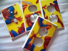 Sw696 Switch Set Yellow Spiderman 4 Outlet Cover - Light Electrical Pc