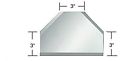 Bm2t3 T-connector Glass Beveled Clear Sides Mirror 3 "