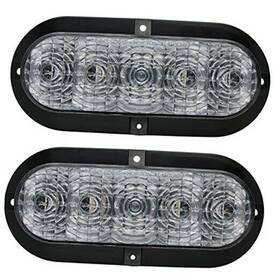 T66-wcsp-1 Tecniq 2pack Pair Of 6 Inch Oval Clear White Led Backup Light Surface Mount Trailer Truck Rv