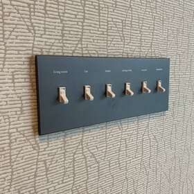 Cpc6 Tedstuff Toggle Modern Retro Designed Magnetic Custom Labeled 6 Gang Metal Switch Plate