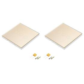 Uxcell 734301650212 Touch Light Switch 3 Gang 1 Way Glass Panel Gold Tone With Led Backlight 2 Pcs