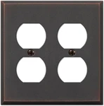68DDDB Manhattan Double Duplex Cast Metal Wallplate In Aged Bronze, 2. Fixed Price $19.99.