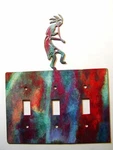 Kokopelli W/ Flute Triple Switch Cover Plate Steel Images Usa 021915B. Fixed Price $17.49.