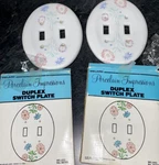 Vintage 2 Porcelain Pink/blue Floral Wall Duplex Switch Plate Melard Taiwan Mcm. Fixed Price $12.97.