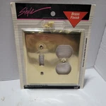 Amertac Polished Brass Color Alloy Steel, Double Switch Plate & Outlet Cover Vtg. Fixed Price $9.66.