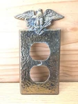 Set Of 3 Vintage Robert Emig Solid Brass Federal Eagle Outlet Covers #205 Hammer. Fixed Price $30.00.