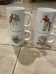 Norman Rockwell Ceramic Fishing Art Coffee Mug Set 4, Decorated, 1997. Fixed Price $12.00.