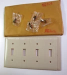 Bryant Uniline Usa 4-GANG Switch Plate Wall Box Cover Ribbed Beige Bakelite Mcm. Fixed Price $129.90.