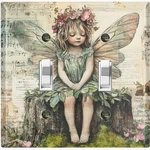 Metal Light Switch Outlet Cover Wall Plate Vintage Forest Floral Fairy AFM103. Fixed Price $13.49.