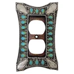 Southwest Leather & Turquoise Outlet Cover Rustic Western Wall Plate. Fixed Price $15.99.