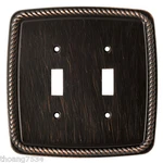 Double Light Switch Cover Rope Wall Plate Venetian Bronze Brainerd 126414. Fixed Price $14.39.