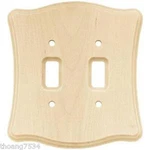 Unfinished Wood Scalloped Double Light Switch Wall Plate Outlet Cover Stainable. Fixed Price $14.39.