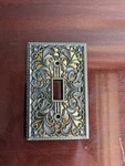 New Filigree Wallplate Single Toggle Antique Brass Finish Amerelle Switch Cover. Fixed Price $8.50.