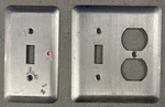 Amertac Outlet Cover Plates Flush Device Silver Metal Set Of 2. Fixed Price $12.99.