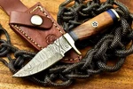 Custom Handmade 6 Bowie, 1095HC + 15N20, Sharp Hardwood Handle & Leather Sheath. Fixed Price $24.00.
