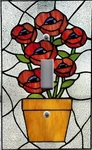 Art Nouveau Stained Glass Pot Of Flowers 3 Image Light Switch Wallplate Outlets. Fixed Price $12.00.
