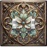 Metal Light Switch Outlet Cover Decorative Wall Plate Rustic Green Flower EFR102. Fixed Price $13.49.