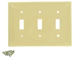 Box Of 10 Leviton 80711-I Toggle Switch Wall Plates Ivory 3-GANG Ul Listed. Fixed Price $10.94.