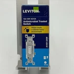 Leviton 15 Amps Single Pole Antimicrobial Treated Toggle Switch White. Fixed Price $8.00.