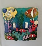 Vintage Under Sea Theme Ceramic Double Electric Light Switch Plate. Fixed Price $12.99.