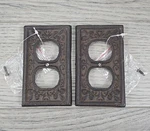 Cast Iron Brown French Provincial Fleur De Lis Single Outlet Cover - Set Of 2. Fixed Price $24.99.