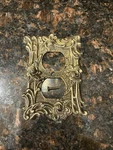 Vintage American Tack & Hardware Floral Rose Brass Wall Plate Outlet Cover. Fixed Price $12.99.