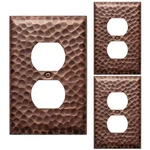 Hand Hammered Antique Copper Outlet Cover Plates - Pack Of 3. Fixed Price $52.79.